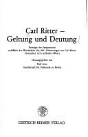 Carl Ritter, Geltung und Deutung