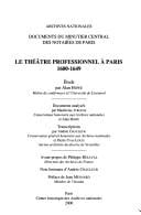Le théâtre professionnel à Paris, 1600-1649