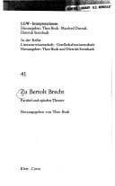 Zu Bertolt Brecht