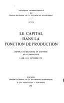 Le Capital dans la fonction de production
