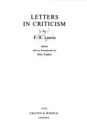 Letters in criticism