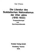 Die Literatur des Soldatischen Nationalismus der 20er Jahre (1918-1933)