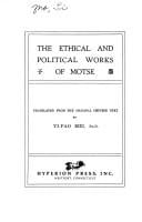 The ethical and political works of Motse