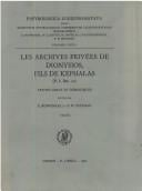 Les Archives privées de Dionysios, fils de Kephalas