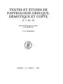 Textes et études de papyrologie grecque, démotique et copte