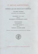 P. Aelii Aristidis Opera quae exstant omnia