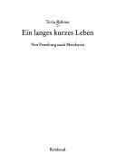 Ein langes kurzes Leben: von Pressburg nach Marchavia
