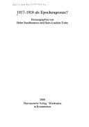 1917-1918 als Epochengrenze?