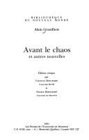Avant le chaos et autres nouvelles