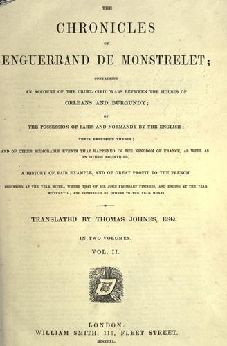 The chronicles of Enguerrand de Monstrelet