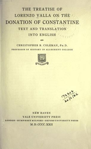 De falso credita et ementita Constantini donatione declamatio