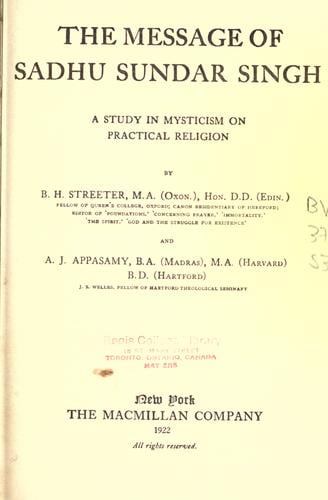 The message of Sadhu Sundar Singh