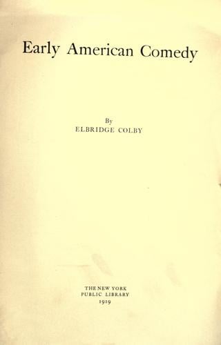 Early American comedy