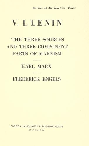 Tri istochnika i tri sostavnykh chasti marksizma