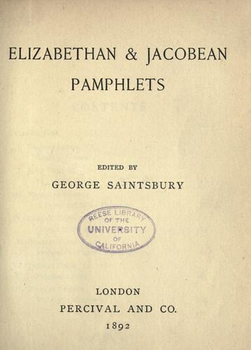 Elizabethan & Jacobean pamphlets