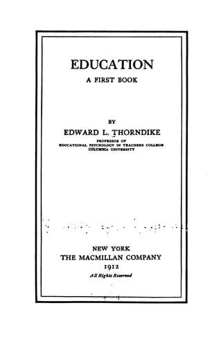 Education, a first book