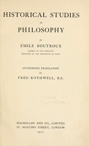 Historical studies in philosophy