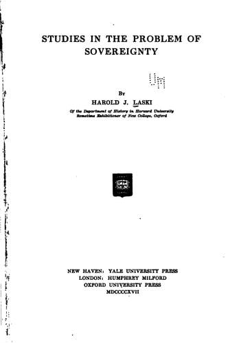 Studies in the problem of sovereignty