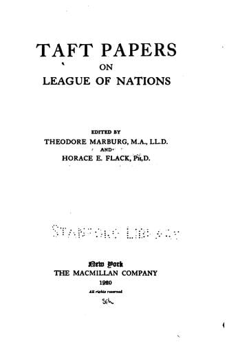 Taft papers on League of nations
