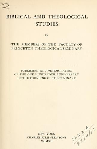 Biblical and theological studies