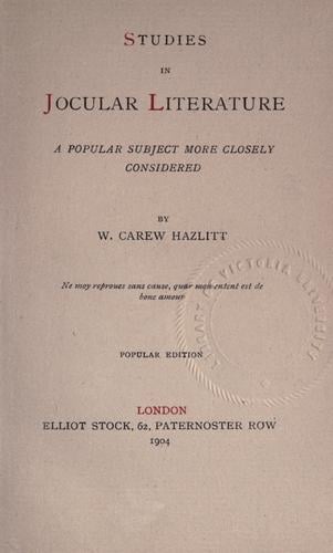 Studies in jocular literature