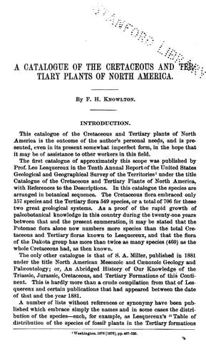 A catalogue of the Cretaceous and Tertiary plants of North America