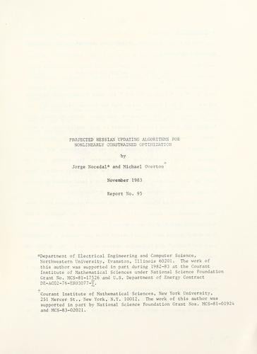 Projected Hessian updating algorithms for nonlinearly constrained optimization