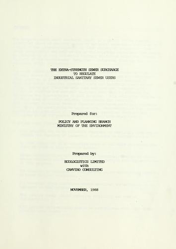 The Extra-strength sewer surcharge to regulate industrial sanitary sewer users