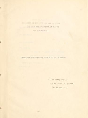 The effect of cod liver oil and of butter fat upon the metabolism of calcium and phosphorous