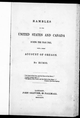 Rambles in the United States and Canada during the year 1845