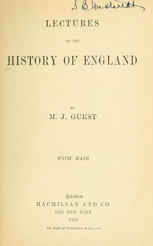 Lectures on the history of England