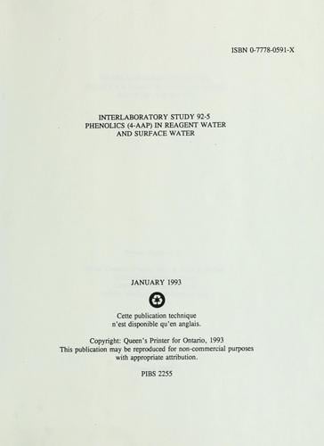 Phenolics (4-AAP) in reagent water and surface water : report