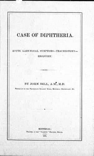 Case of diptheria