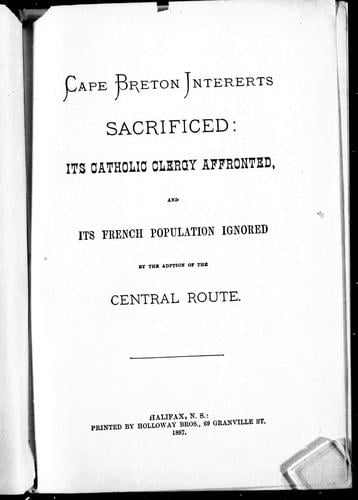 Cape Breton intererts [sic] sacrificed