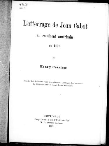 L' atterrage de Jean Cabot au continent américain en 1497