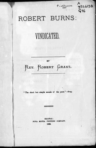 Robert Burns vindicated