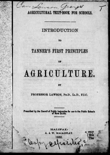 Introduction to Tanner's First principles of agriculture