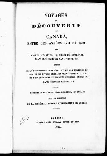 Voyages de découverte au Canada, entre les années 1534 et 1542