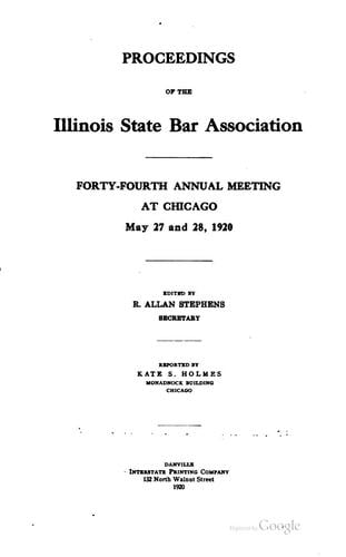 Annual Report of the Illinois State Bar Association