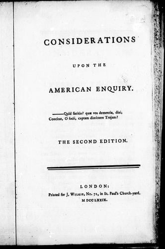 Considerations upon the American enquiry