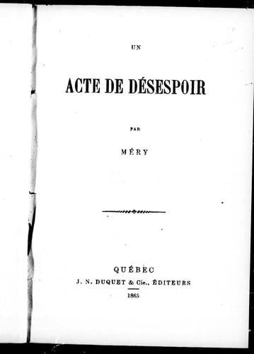 Un acte de désespoir