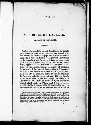 Officiers de l'Acadie, Plaisance et Ile-Royale