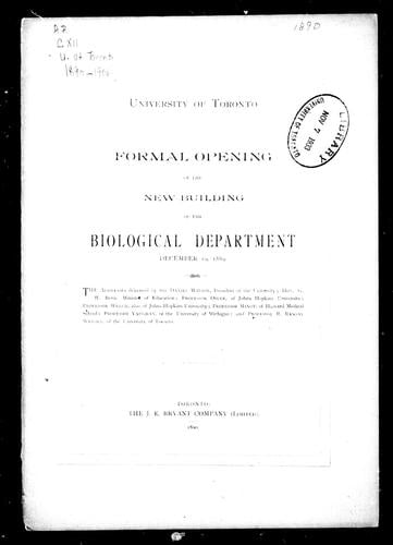 Formal opening of the new building of the Biological Department, December 19, 1889