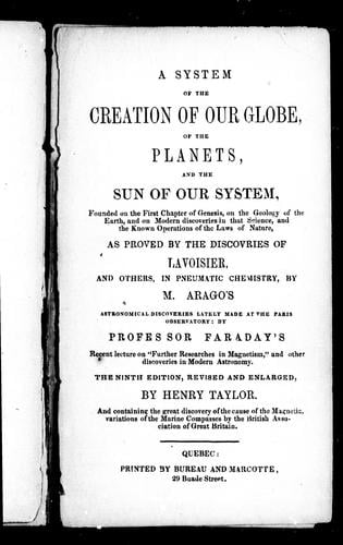 A system of the creation of our globe, of the planets, and the sun of our system