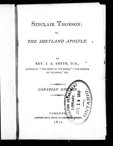 Sinclair Thomson, or, The Shetland apostle