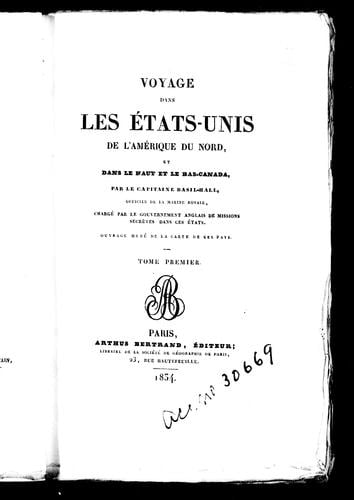 Voyages dans les Etats-Unis de l'Amérique du Nord et dans le Haut et le Bas-Canada