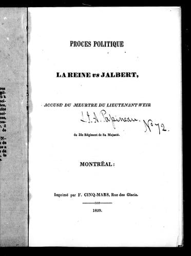 Procès politique, la reine vs Jalbert