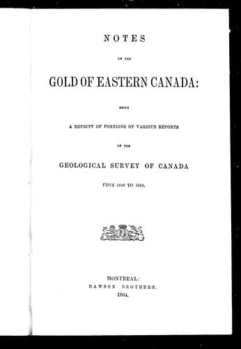 Notes on the gold of eastern Canada