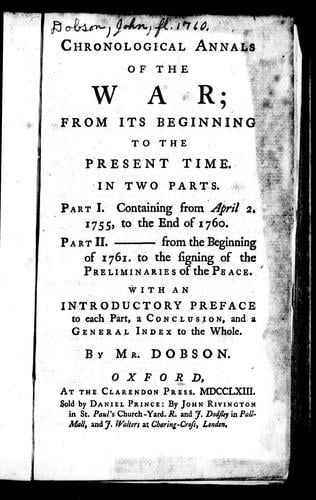 Chronological annals of the war from its beginning to the present time