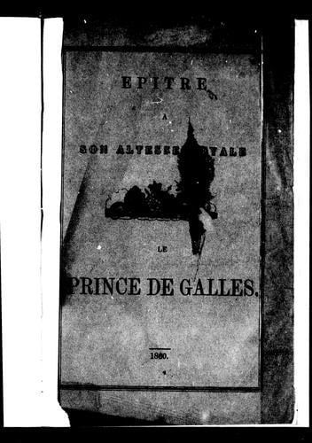 Épître à Son Altesse Royale le prince de Galles
